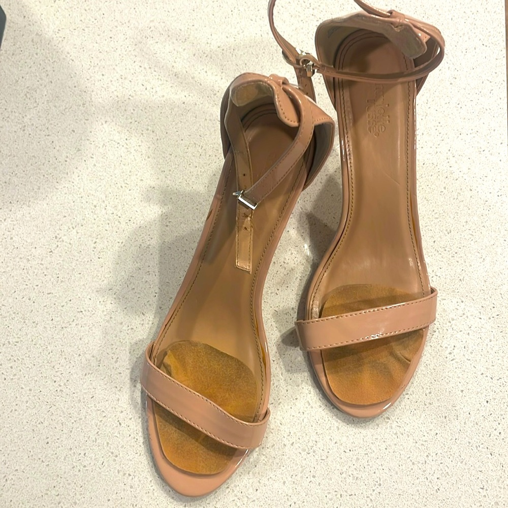 Ivory platter, low height, one strap ankle zipper women’s high heel